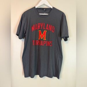 Maryland Terrapins T-Shirt Men’s Large Grey Red EUC NCAA Bug Ten Conference